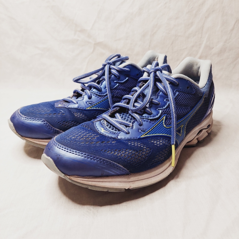 Mizuno Women's Wave Rider 21 Athletic Running Shoes Blue White Size 9.5.
